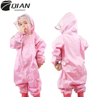 qian 2 9 years old fashionable waterproof jumpsuit raincoat hooded cartoon kids one piece rain coat tour children rain gear suit