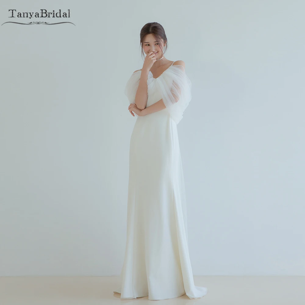 

Simple Elegant Wedding Dresses V-Neck Mermaid Floor Length Bridal Gowns Backless Boho Vestido De Noivas DW653