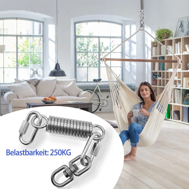 

Hanging Chair Swing Spring With 360° Swivel Hook& 2 Snap Hooks,Suspension Up To 250 Kg For Hanging Chair,Hammock,Yoga,Et