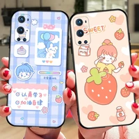 cute cartoon snack mix phone case for oneplus 8 9 pro 6 pro anti drop black silicone luxury case for 5 7 6t 7t 8t
