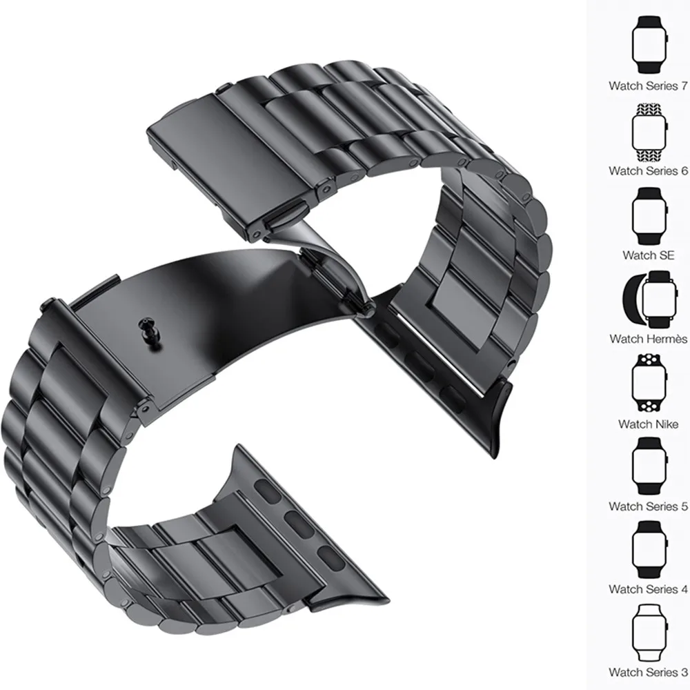 High-Quality Stainless Steel Strap For Apple Watch Series 7 Band 41mm 45mm Bracelet Metal Band For Iwatch 6 5 4 44mm 40mm Correa