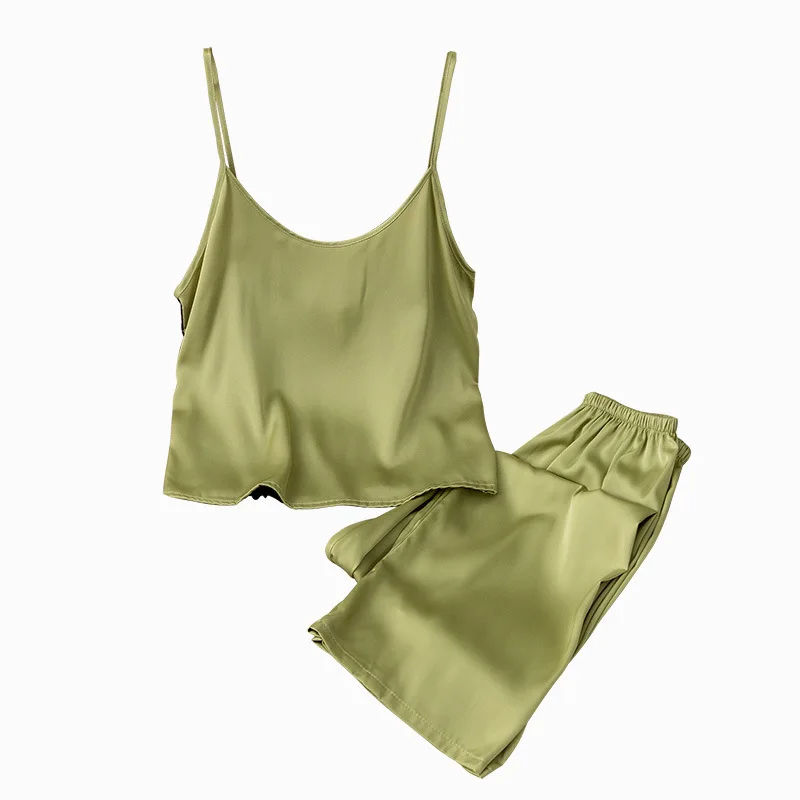 Pajamas women's ice silk thin strap sexy backless pullover silk pajamas for women  pigiami donna  домашняя одежда женская