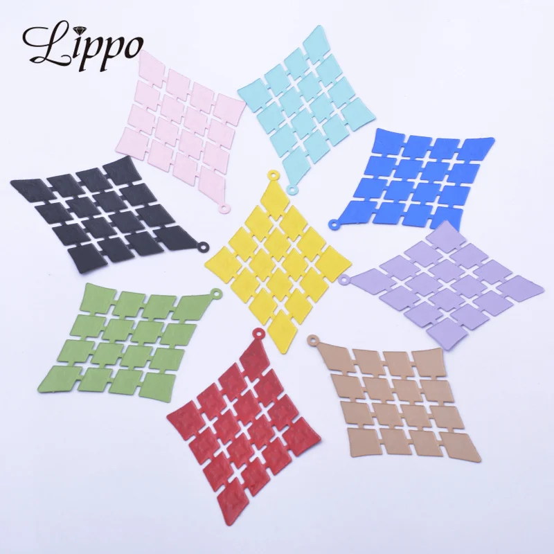 

30pcs AB1793 58*35mm Brass Painted Rhombus Big Laser Cut Charms Colorful Jewelry Earring Findings
