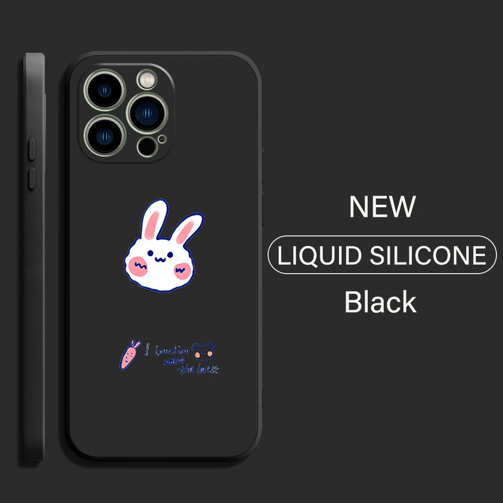 cute cartoon alphabet bunny bear phone case for funda iphone 11 12 13 pro max mini x xr xs se 2020 5 6 7 8 plus back celular free global shipping