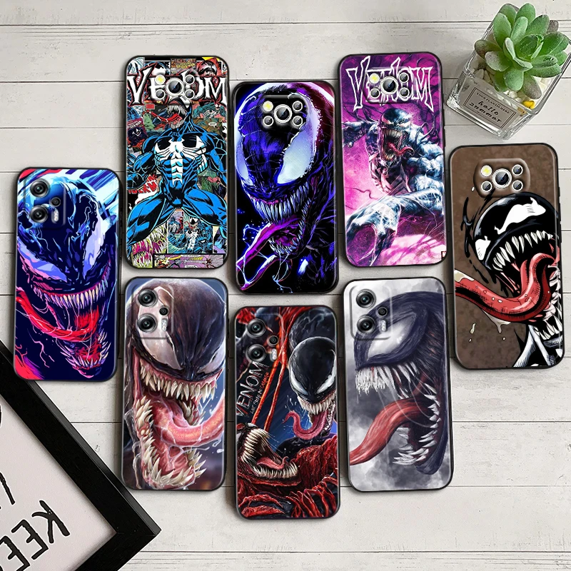 

Marvel Venom Hero For Xiaomi Poco F5 X5 C55 C50 M5 M4 X4 X3 F3 GT NFC M3 C3 M2 F2 F1 X2 Pro Silicone Black Phone Case Coque Capa