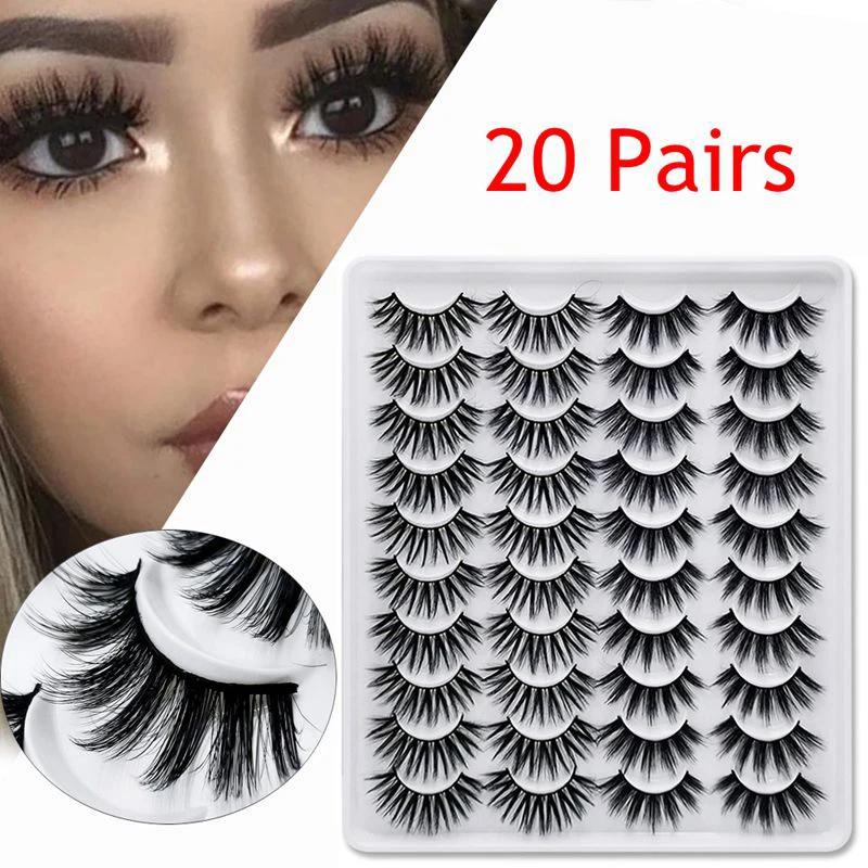 20 Pairs False Eyelash Wispy Cross Faux Mink Fake Eyelashes MC-series Lashes Extension Reusable Eye Makeup Women Cosmetics