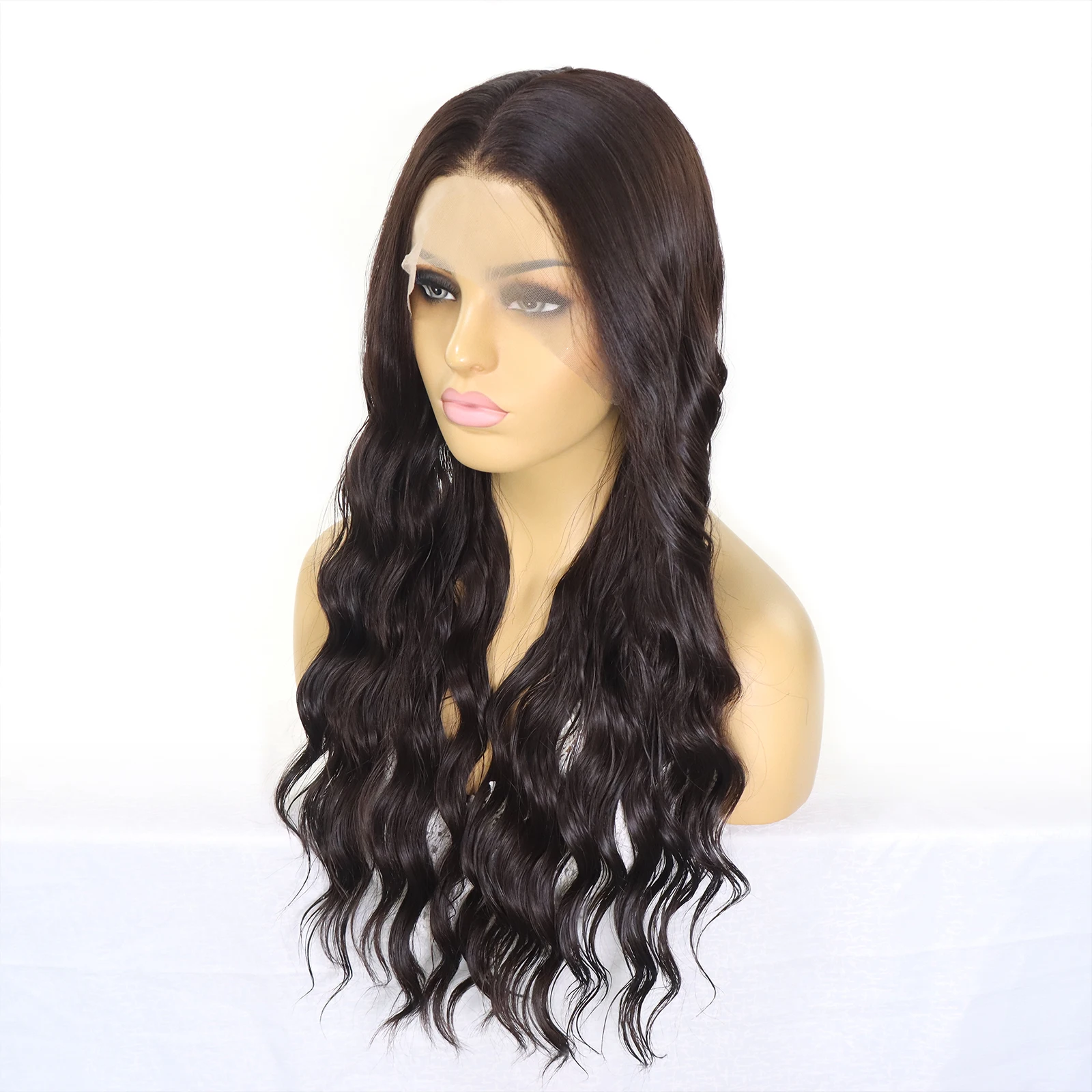 Шоколадно-коричневый цветной волнистый парик из синтетических волос 13x3 Парики