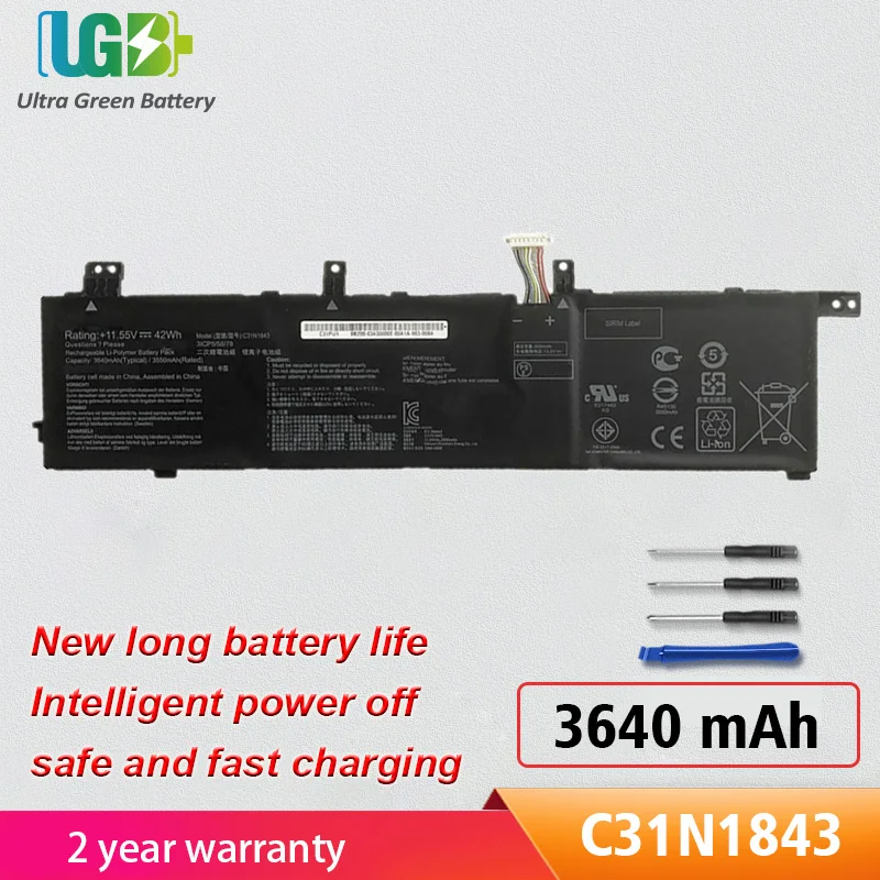 UGB New C31N1843 Battery For ASUS VivoBook S14 S432 S432FA S432FL S15 S532 S532FA S532FL X432FA X532FL  0B200-03430000
