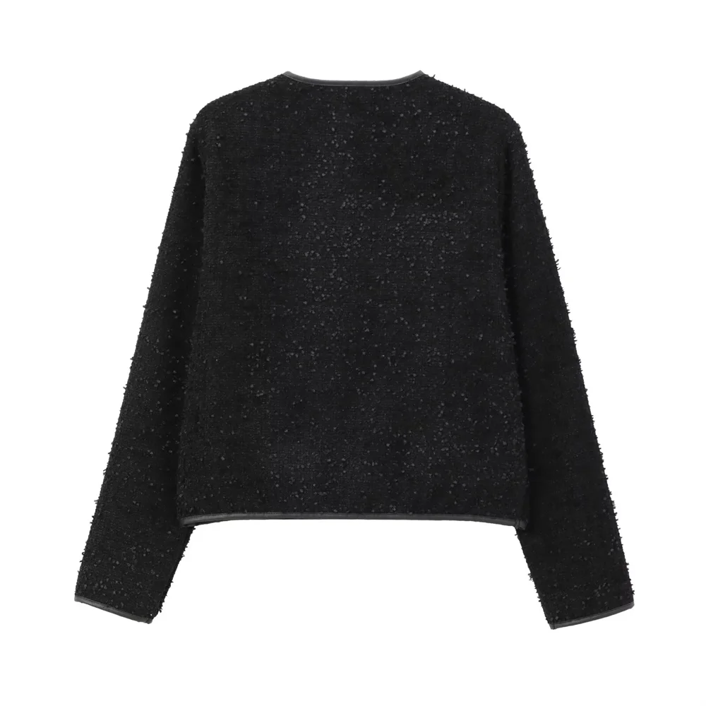 Женская трикотажная куртка с длинным рукавом и круглым вырезом