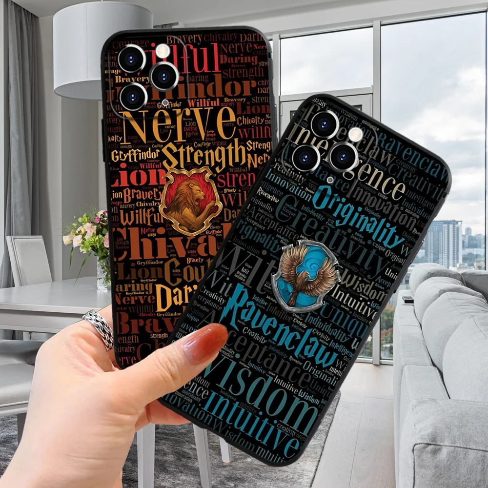 

Fashion Harrys Potters Badge Embossed Iphone Case Diy for Iphone 13 14 11 12 Pro 8 7 Plus 13 Pro MAX SE2020 6 Plus XR XS Covers