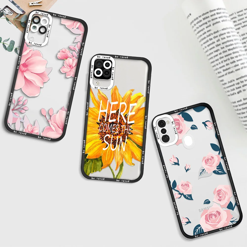 

Flowers Floral Phone Case for Samsung Galaxy A72 S22 Plus Ultra A52 A52S A53 5G A71 A11 A12 A21S A32 4G Transparent Capas
