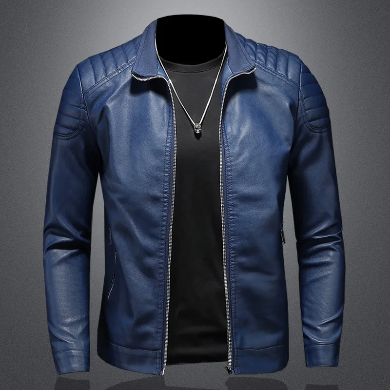 2023New Men's Autumn And Winter Men High Quality Fashion Coat Leather Jacket Motorcycle Style Casual Jackets Black Warm Overcoat