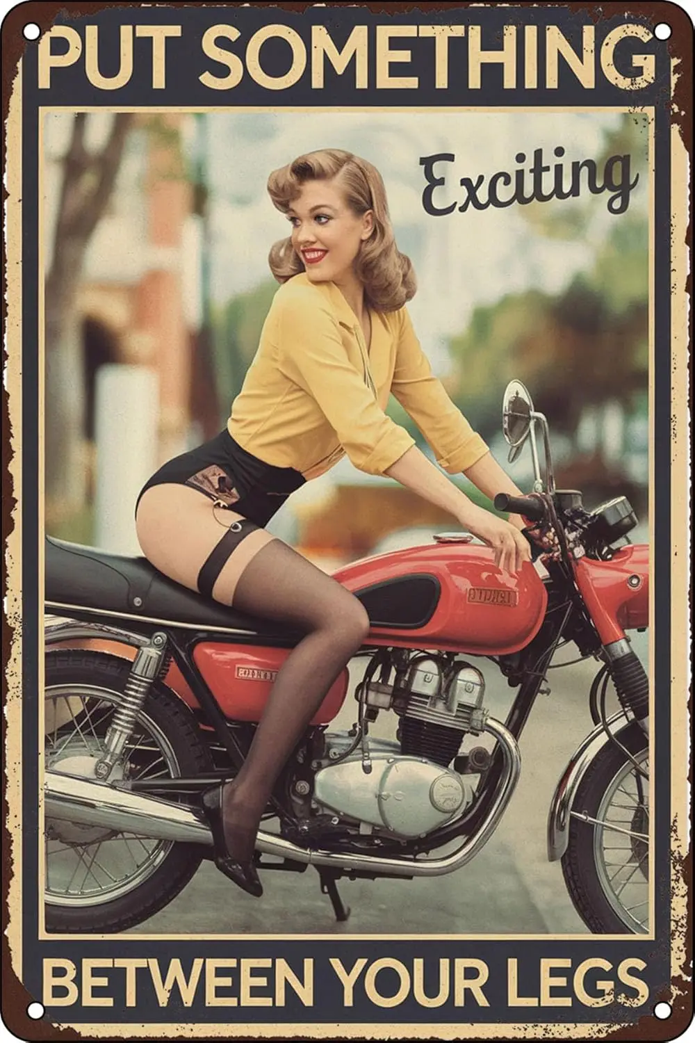 Металлическая вывеска Pinup Girl Put Something Exciting