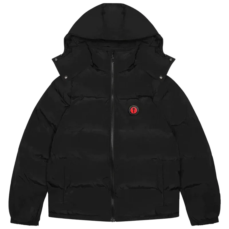 

Trapstar London Designer Hoodie Detachable Hooded Down Jacket - Black Red 1:1 Top Quality Embroidered Letter Coat
