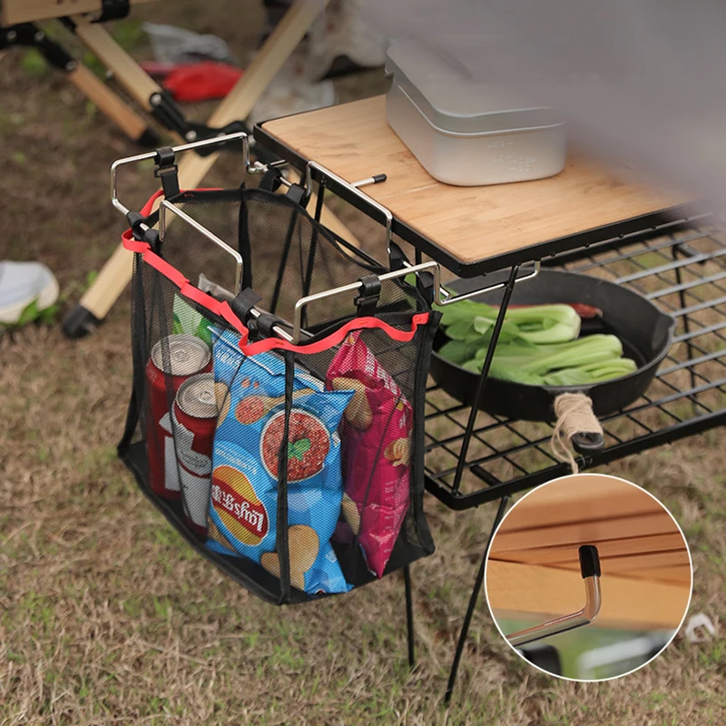 

Rack Bag Outdoor Net Mesh Storage Camping Storage Foldable Net Table Shelf Portable Stuff Barbecue Kitchen For Folding Picnic