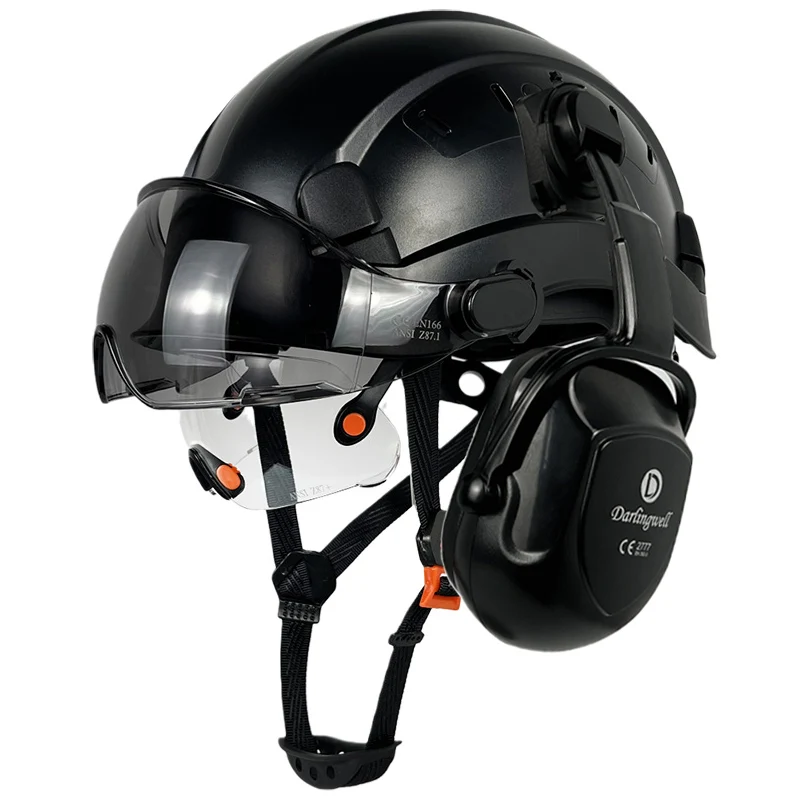 

New Type CE Safety Helmet With Visor For Engineer And Earmuff EN352 ABS Hard Hat ANSI Work Cap Head Protection EN397