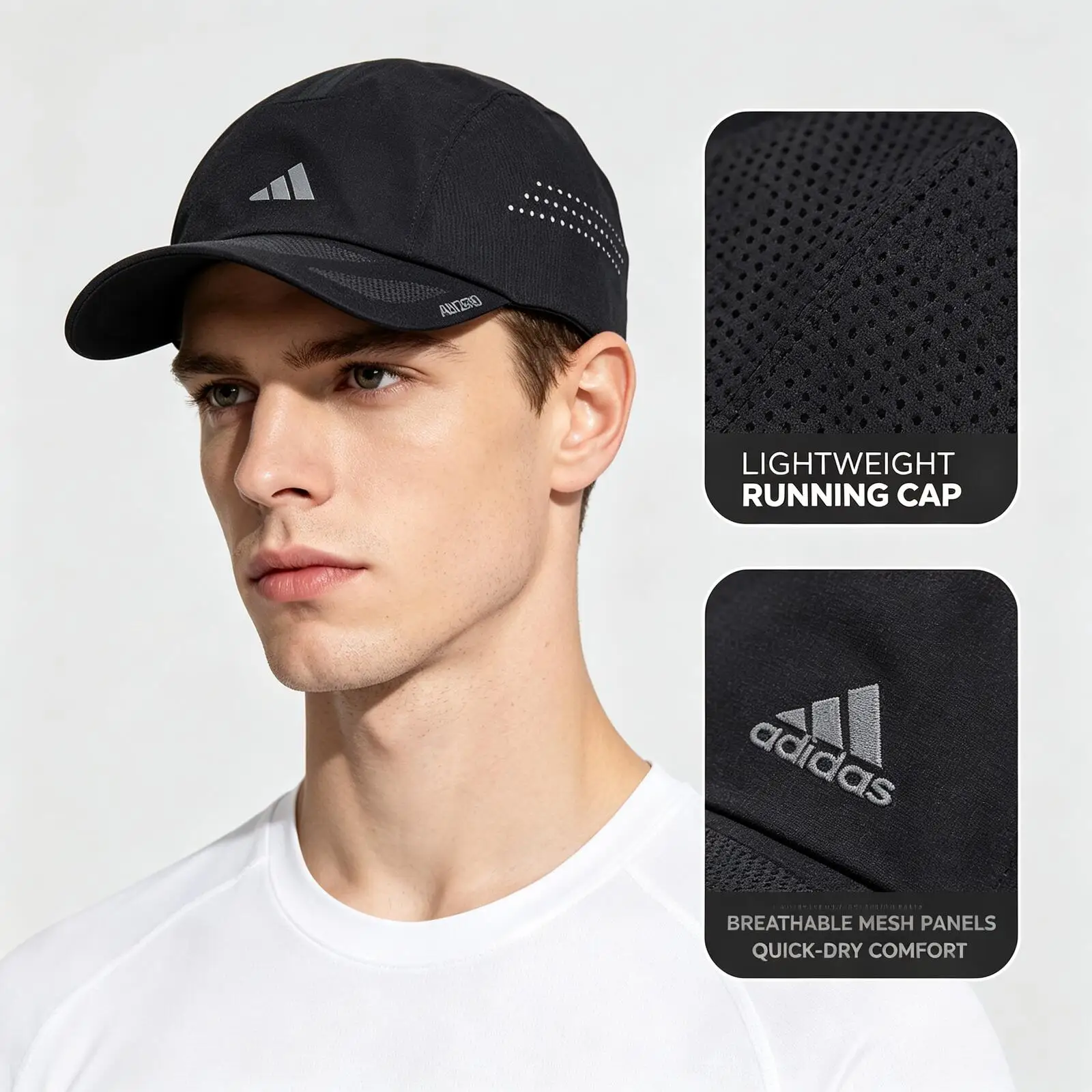 Фото Популярная бейсболка Adidas JD1160 CLIMACOOL HEAT.RDY, дышащая, регулируемая, с предварительно изогнутым козырьком, универсальный размер, для активного отдыха, темно-серебристая. №1