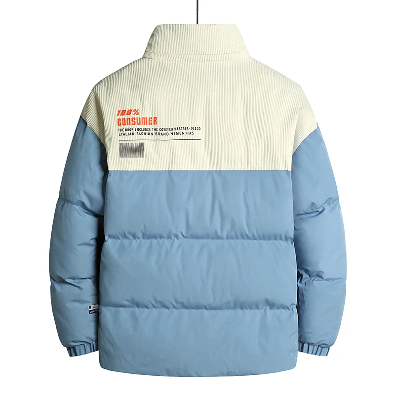 Cotton Padded Thick Parkas Jackets Men Streetwear Hip Hop Patchwork Warm Coats Fashion Harajuku Outwear Male Winter Windbreaker