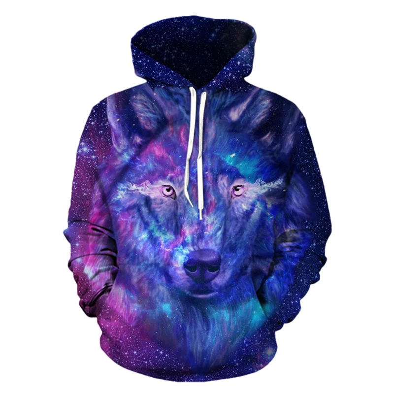 

Spring Autumn Funny Fashion Men Wolf Animal 3D Printed Hooded Hoodies Men Shinning Wolf Design Sweatshirts 3D Harajuku Hoody Top