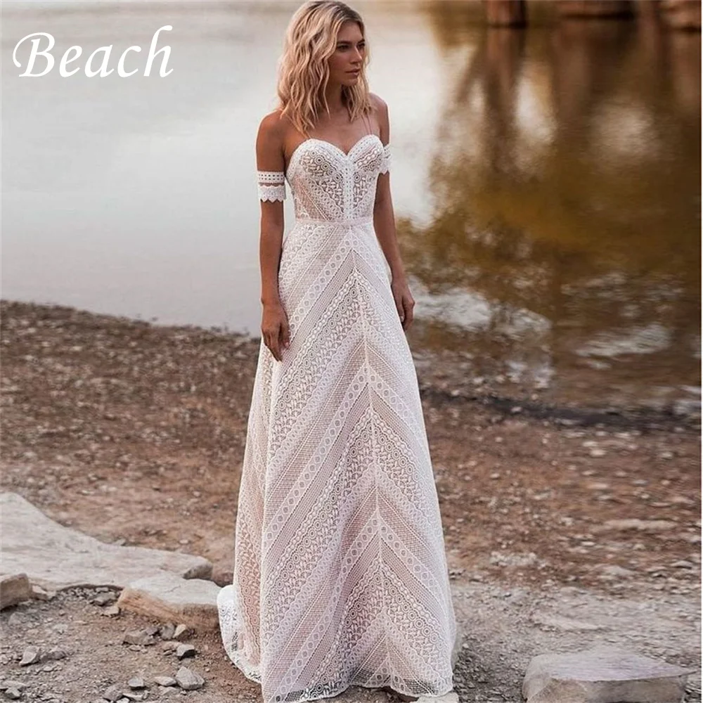 

Beach Boho Sweetheart Sleeveless Wedding Dresses 2023 Backless A Line With Button Bride Dress Simple Bridal Gown Robe De Mariee