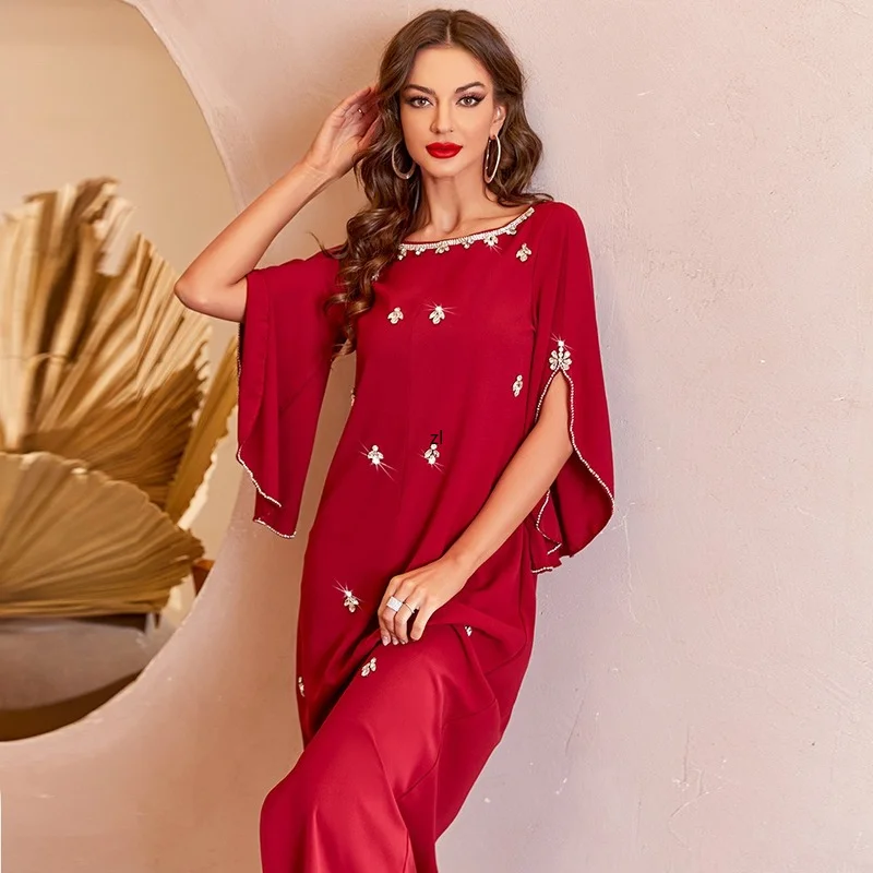 Ramadan Eid Mubarak Kaftan Robe De Soiree Femme Abaya Dubai Pakistan Turkey Islam Muslim Arabic Evening African Dress for Women