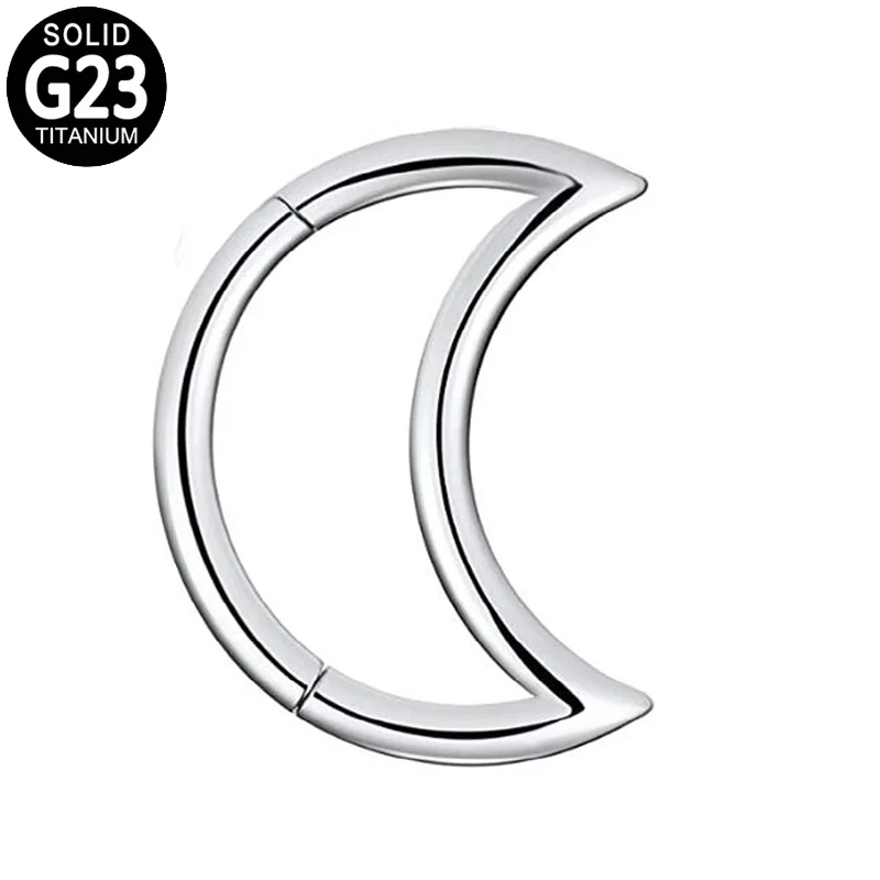 G23 Titanium Ear Piercing Nose Ring Moon Hoop Septum Cliker Daith Helix Cartilage Tragus Earring Hinged Segment Nose Studs