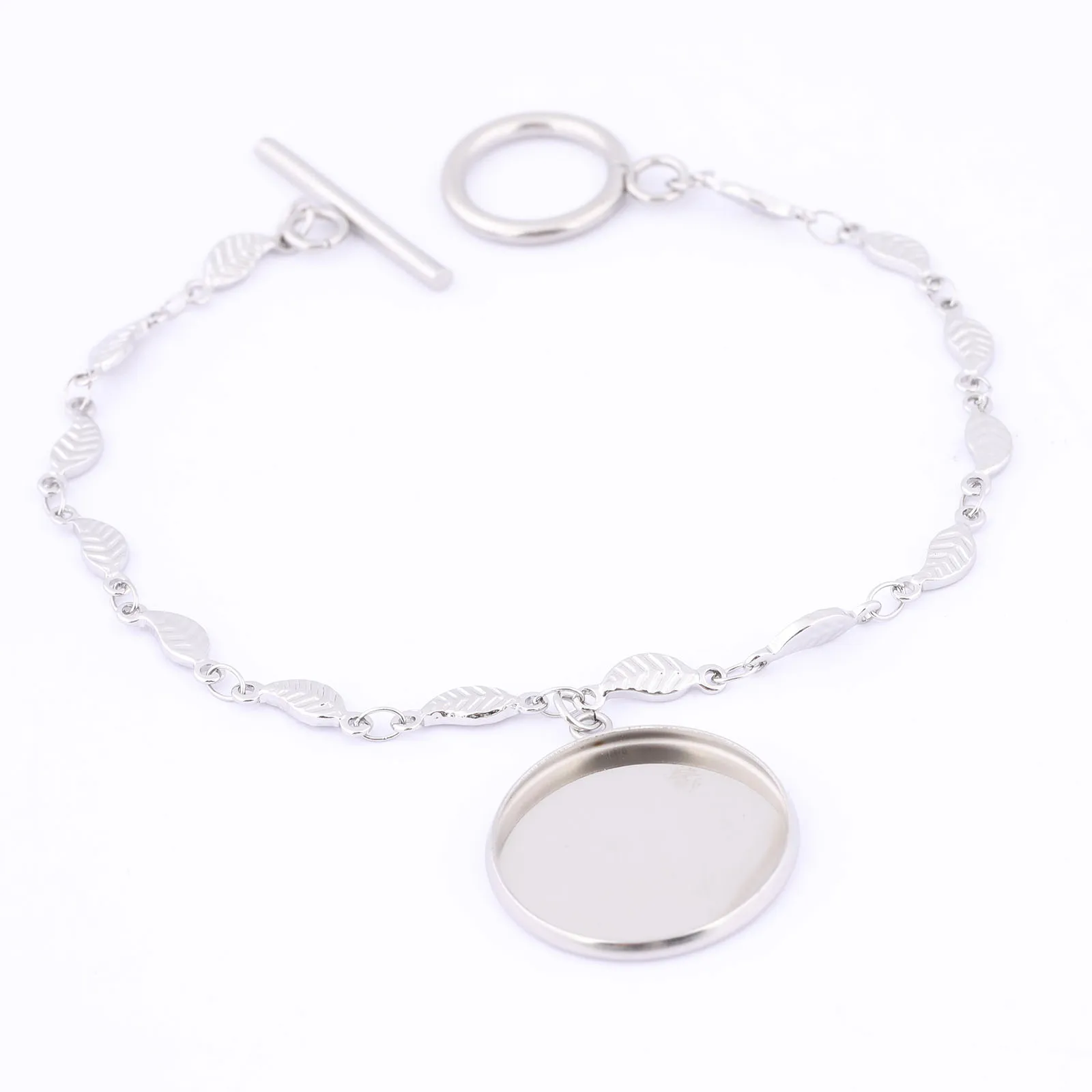 

5pcs Stainless Steel Chain Bracelet Findings Fit 20mm Cabochon Bracelets Base Setting Blanks Diy Jewelry Making