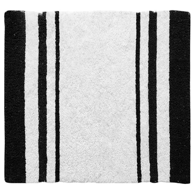 

Strikingly Stylish 100% Cotton Reversible Black&White Striped Bath Rug Perfect for Home Decoration - Enhancing the Look of Your