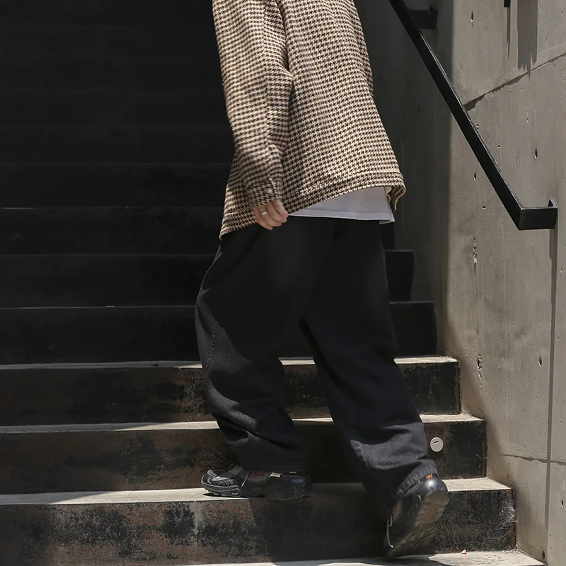 Blue Black Baggy Jeans Men Fashion Oversized Wide Leg Jeans Mens Japanese Streetwear Hip Hop Loose Straight Denim Trousers Men