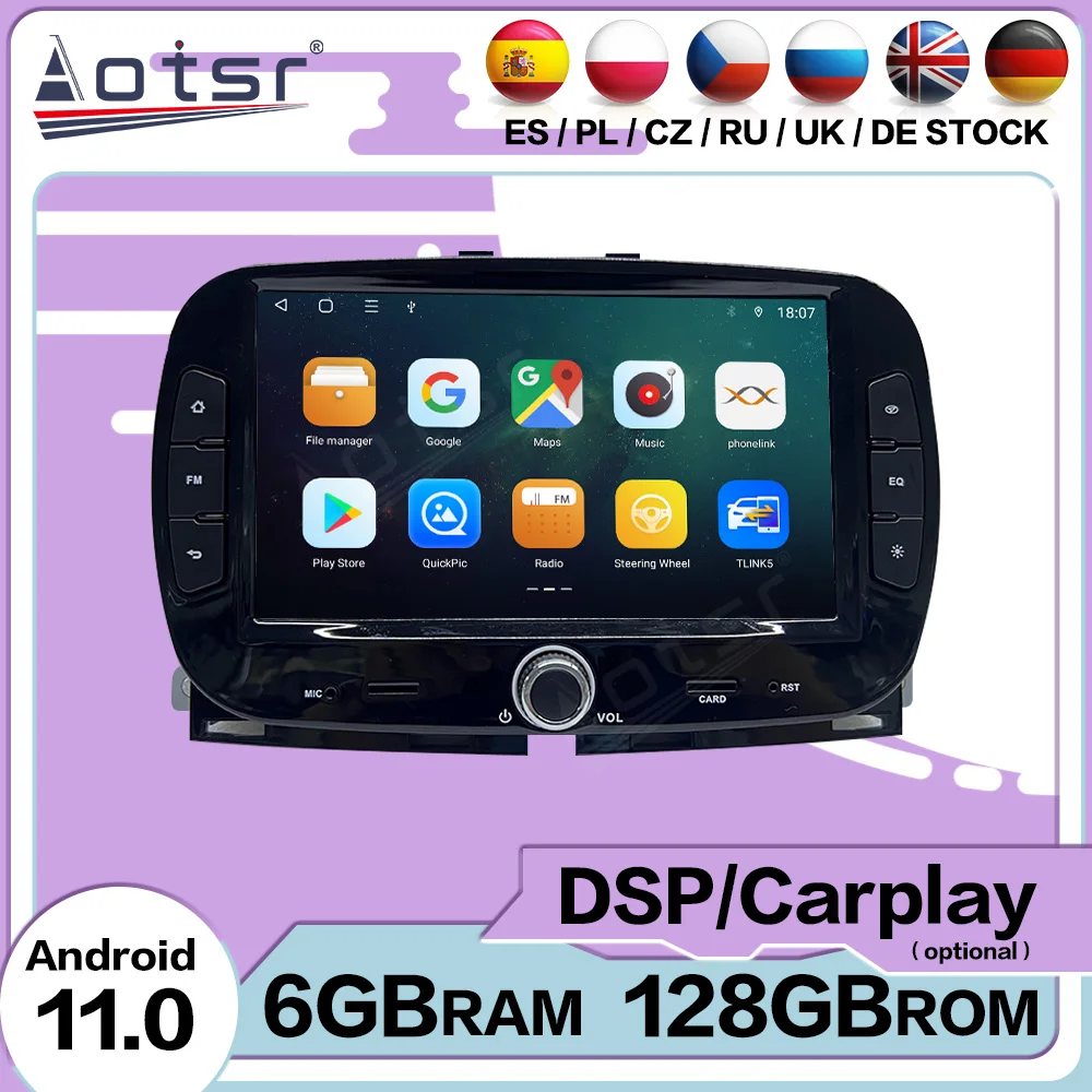 

Multimedia Receiver Android Player For Fiat 500 2016 2017 2018 2019 GPS Navigation Auto Stereo Radio Head Unit Bluetooth Audio