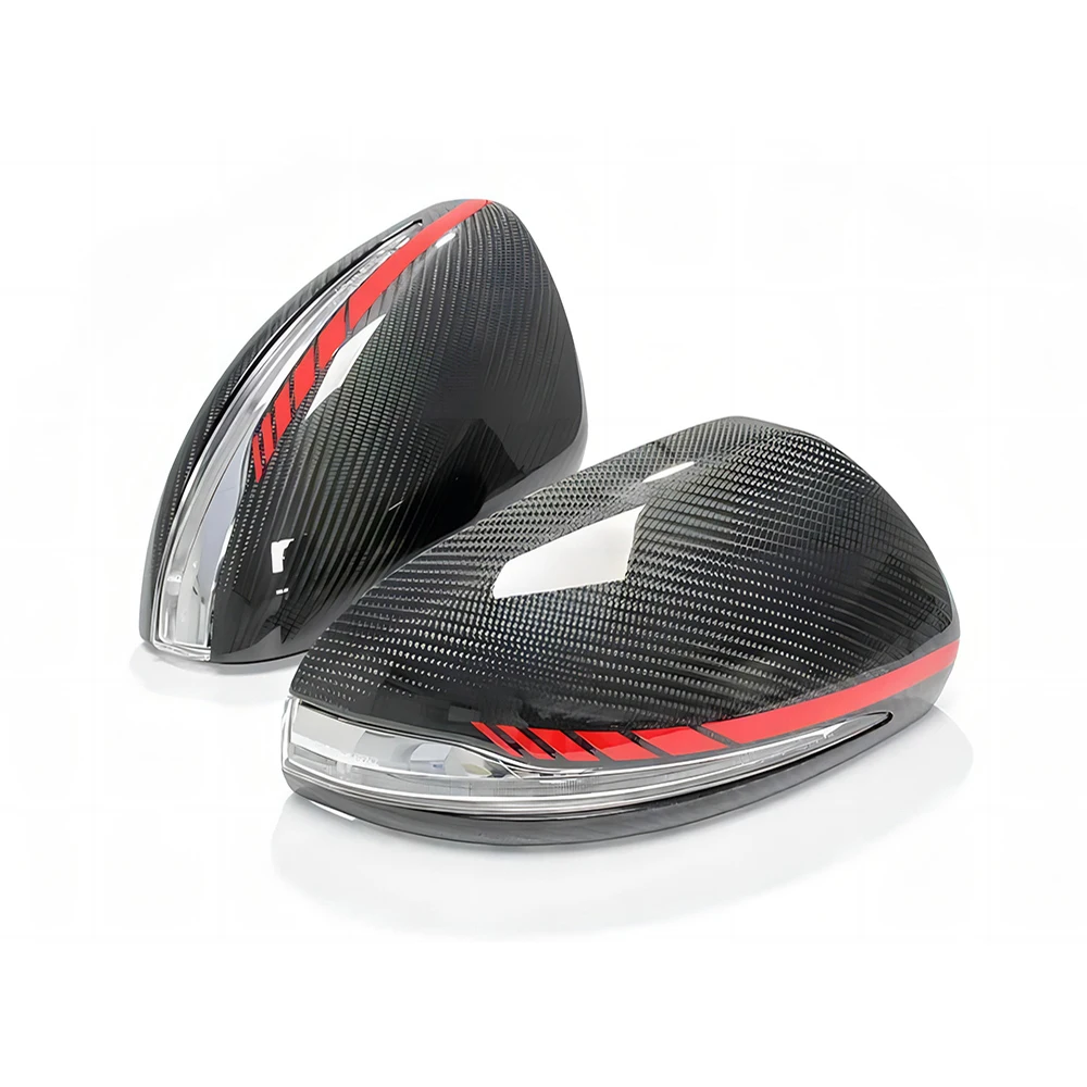 

Replacement Rearview Side Mirror Covers Cap For Mercedes Benz W222 C217 X290 S AMG GT Class Red Strip Carbon Fiber Shell