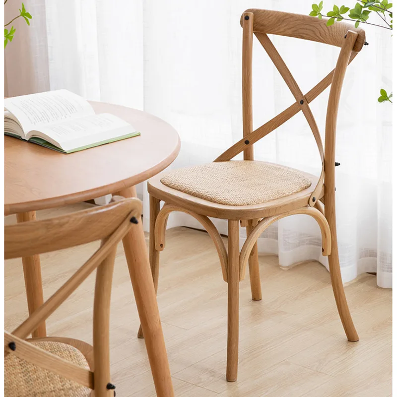 

Simple Modern Chairs For Kitchen Solid Wood Dining Chairs Cane Mat Living Room Furniture Stable Load-bearing Chair With Backrest