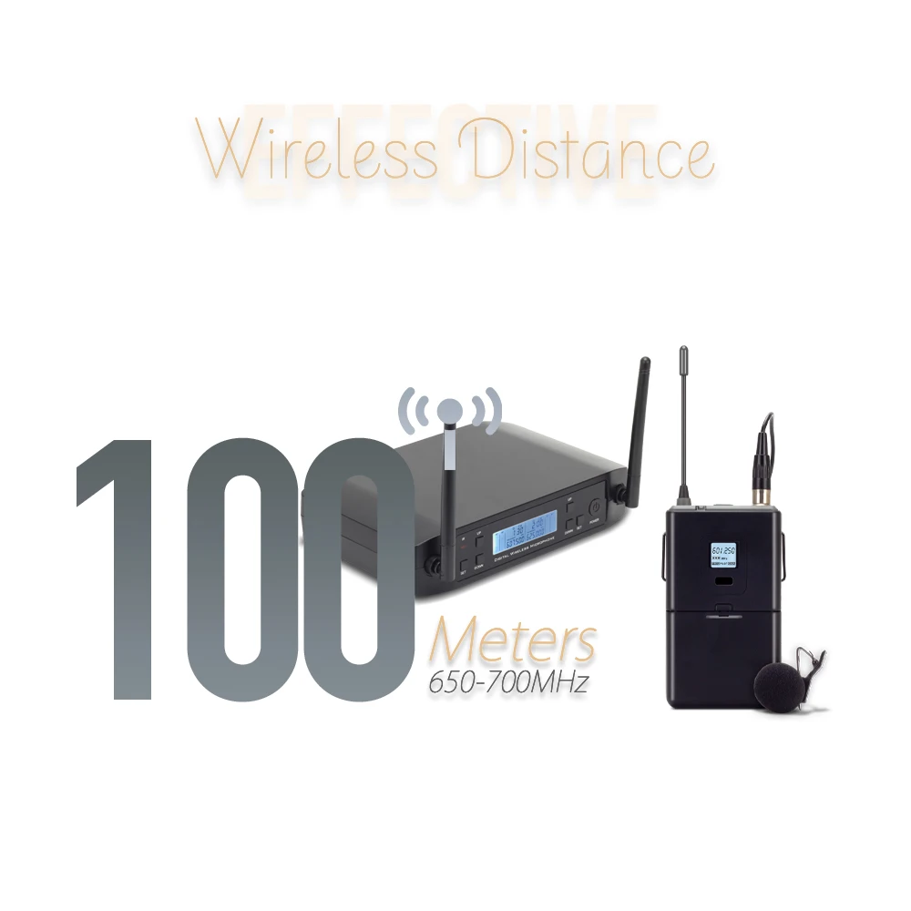 Беспроводной профессиональный микрофон HISINGWELL настраиваемый УВЧ с зажимом для