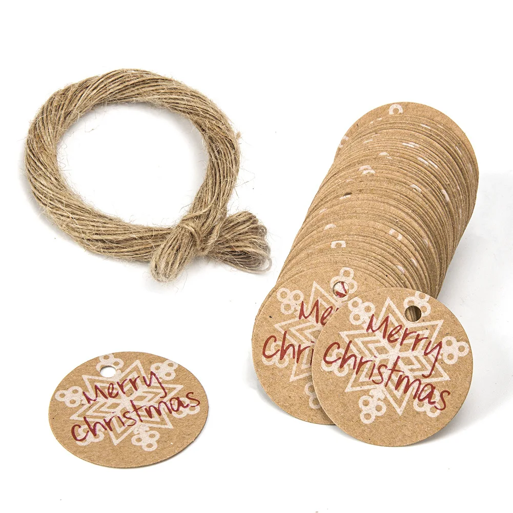 

Brown kraft paper Christmas gift label and 20 meter jute rope