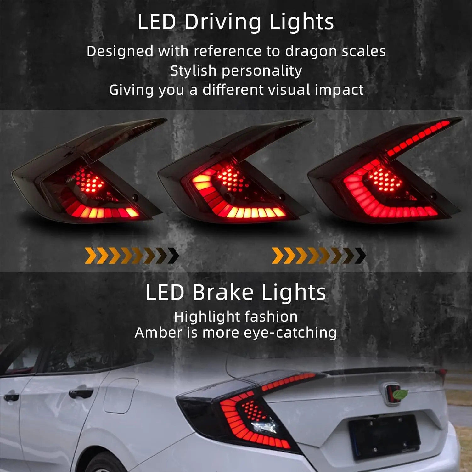 Фонари задние для Honda Civic 10 поколения седан 2016 2017 2018 2019 2020 2021 с запуском и анимацией