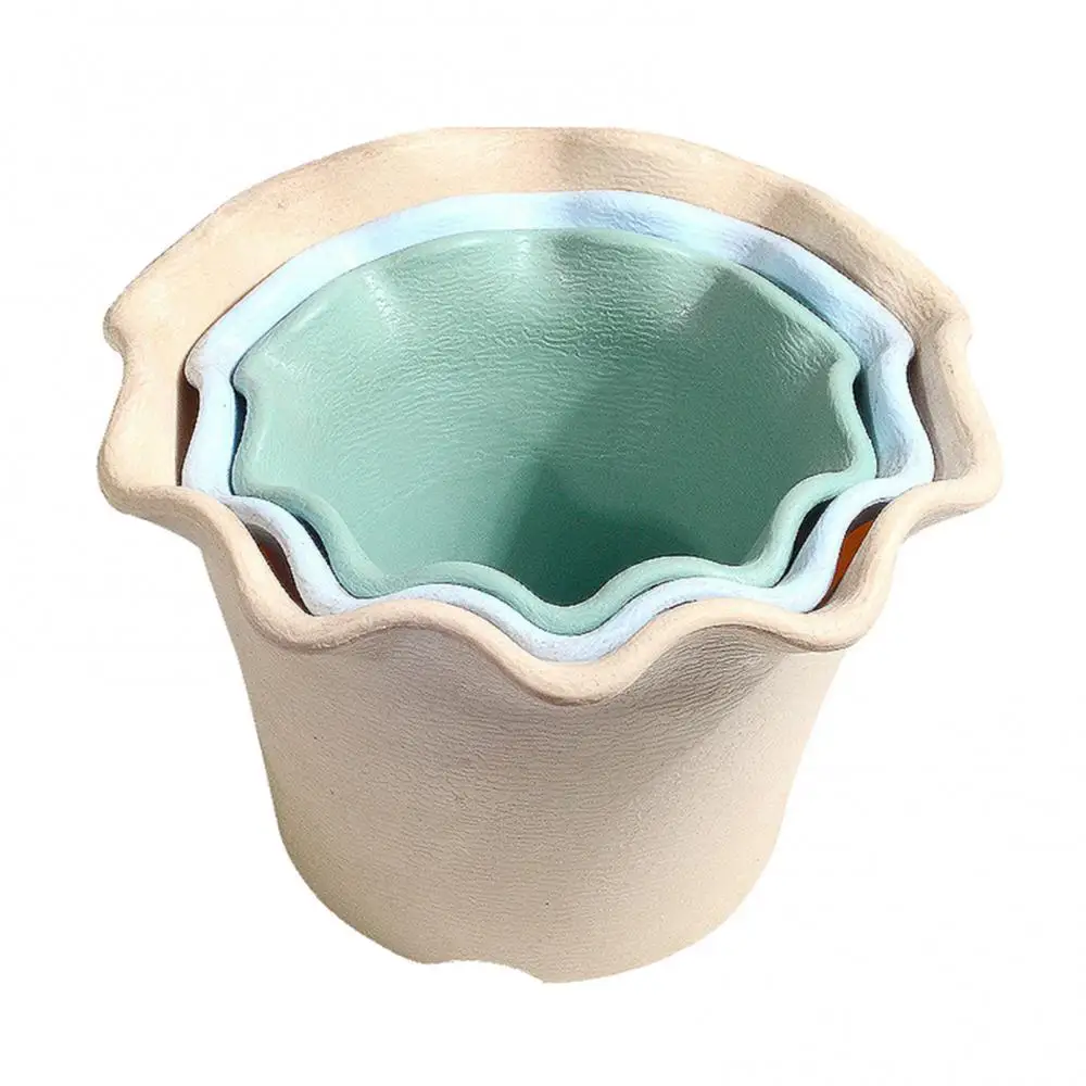 

Resin Flowerpot Green Succulent Plants with Tray Garden Home Office Cafe Decor