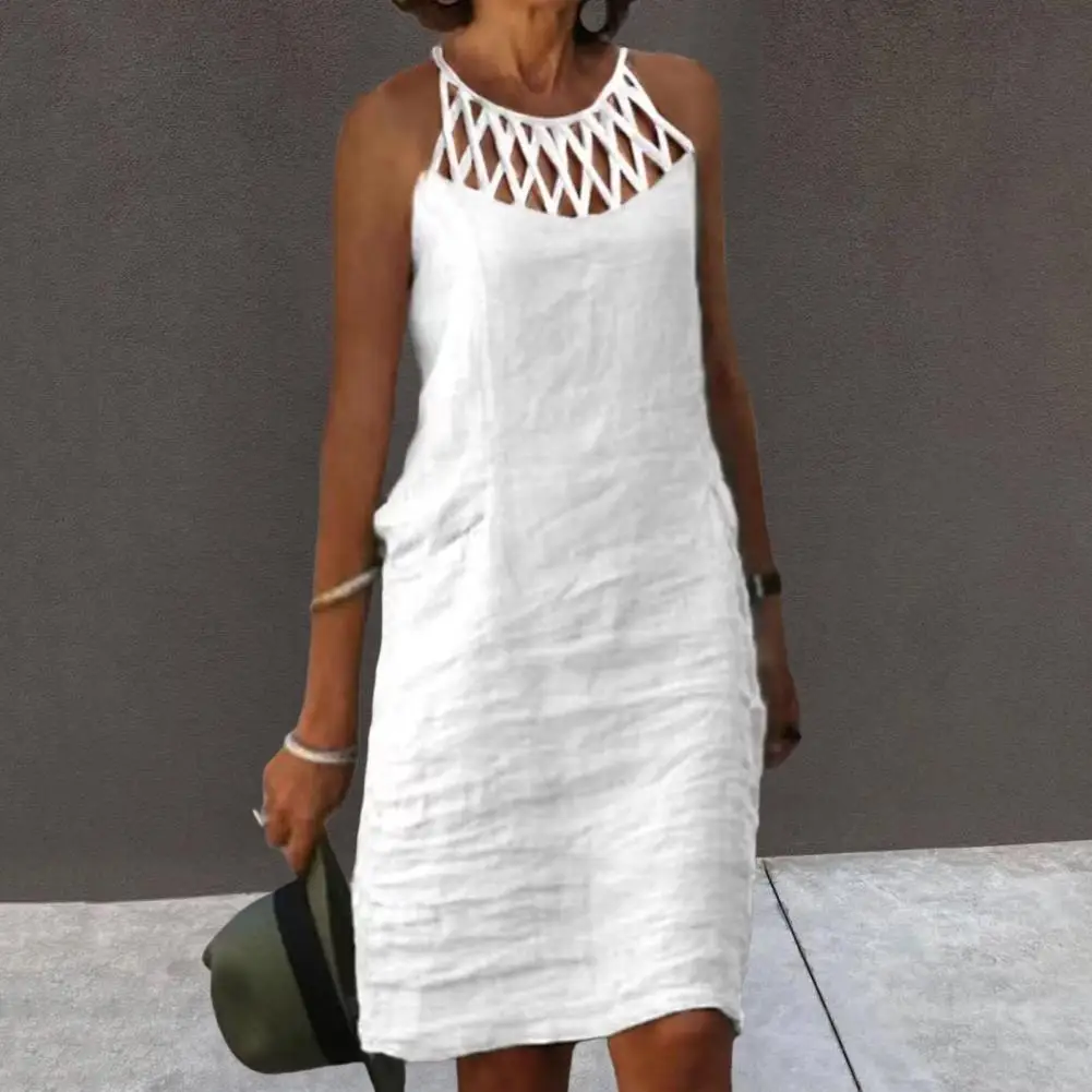 

Праздничное платье, летнее платье с прострочкой, повседневное однотонное свободное платье