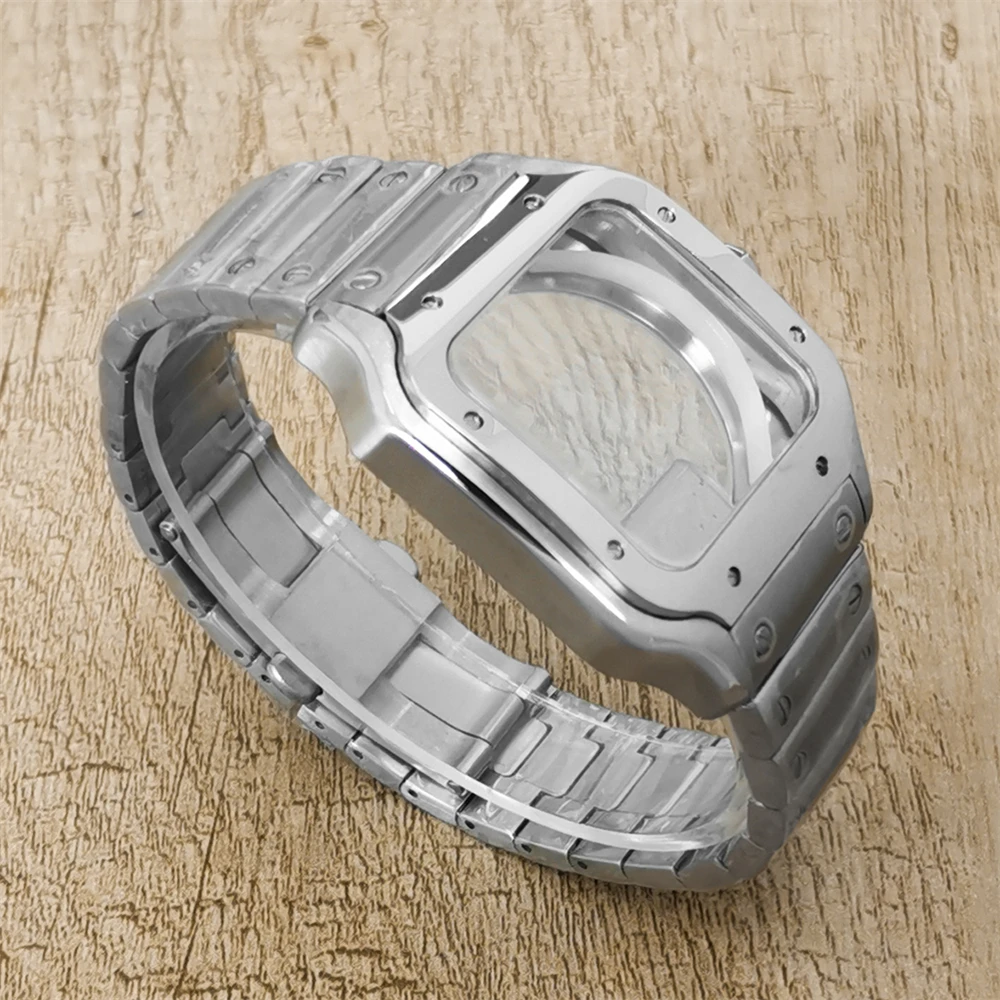 Men Watch Modification Accessories NH35 Square Case 38mm High Quality Polished Steel Watch Case Strap Set For NH35/NH36 Movement