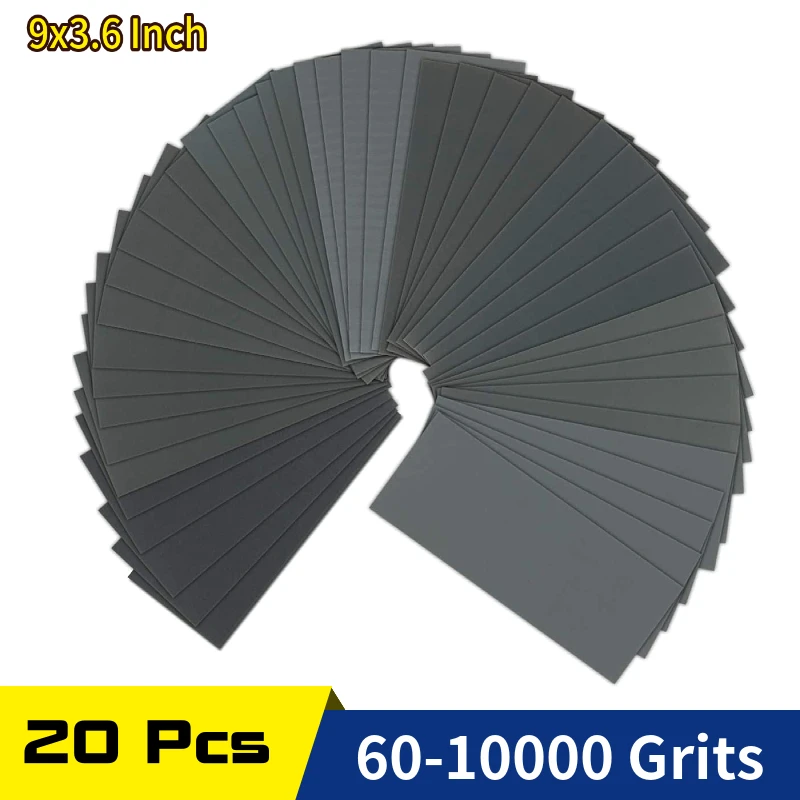 

9x3.6 Inch Sandpaper 60 to 10000 Grit Wet Dry Sanding Sheets Silicon Carbide For Automotive Sanding ,Wood Furniture Finishing