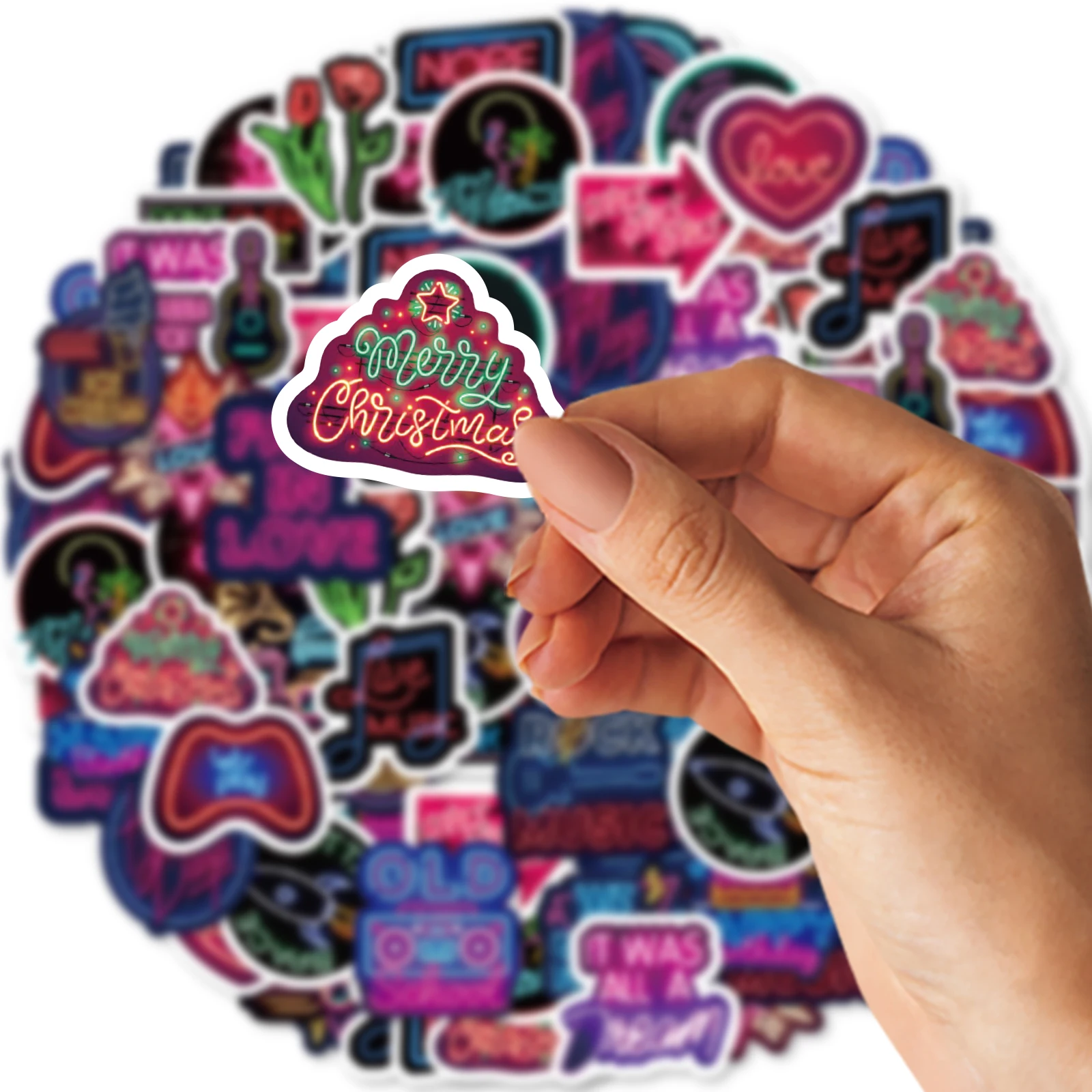 46 Шт. Неоновые Наклейки С Граффити Для Украшения Ночного Рынка Ноутбуков Бутылок