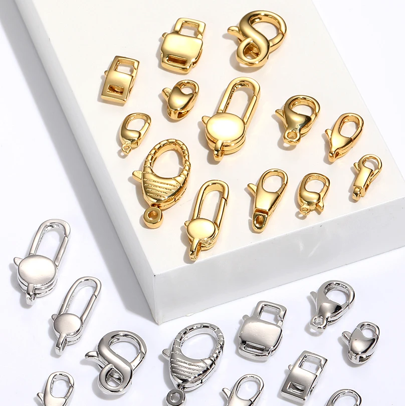 

Gold Lobster Clasp for Jewelry Supplies DIY Handmake Adjustable Silver Color Clasp Diy Necklace Bracelet Keychain Copper Gift