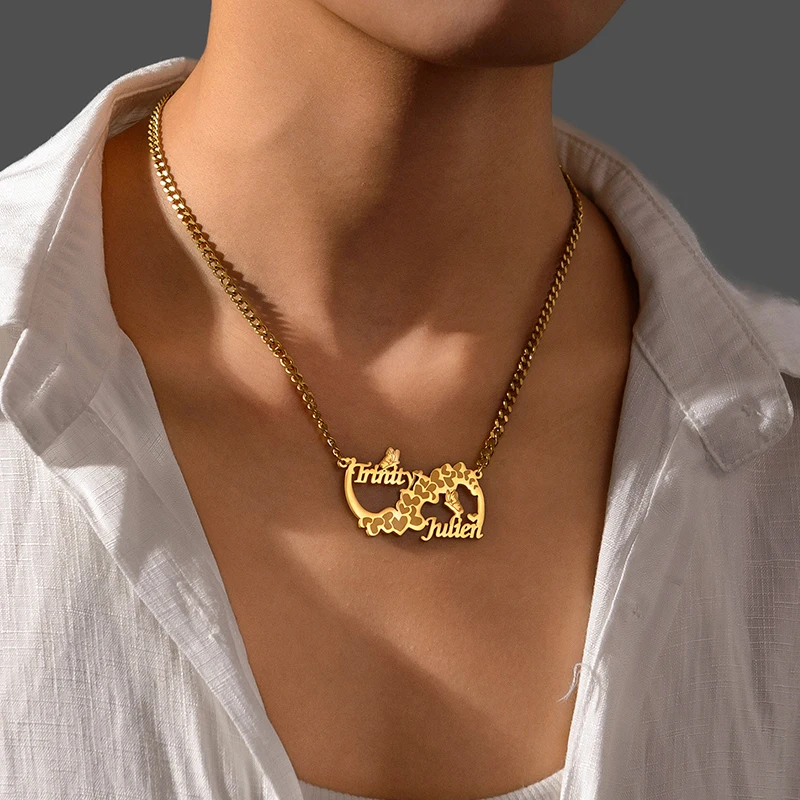 Goxijite индивидуальное имя лазерная маркировка ожерелье с узором любовь из