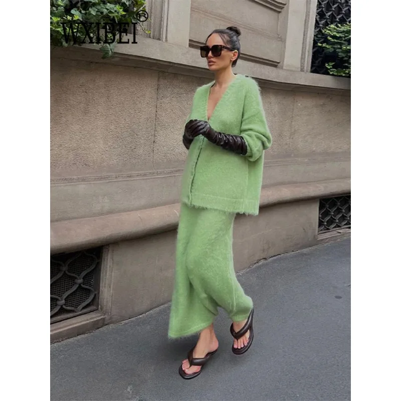 Свободная мохеровая вязаная юбка комплект из 2 предметов женская шикарная