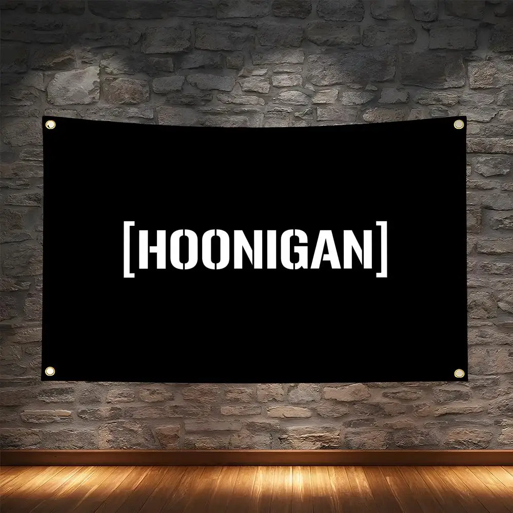 Фото Флаги Hoonigan Racing для модификации гоночных автомобилей, винтажный эстетичный настенный баннер для спальни, гостиной, уютной комнаты №1