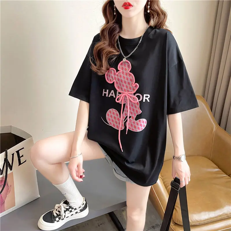 2022 дизайнерская нишевая футболка с коротким рукавом Микки-Маусом Disney женский