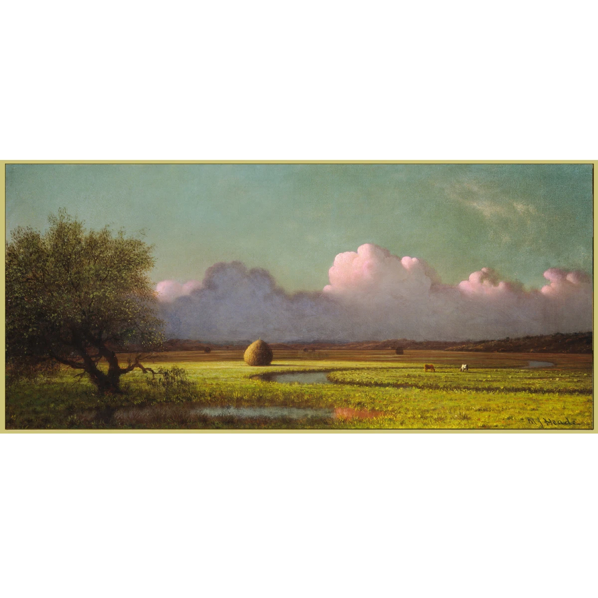 

Sunlight and Shadow:The Newbury Marshes by Martin Johnson Heade Hand painted Romanticism style painting Landscape oil painting