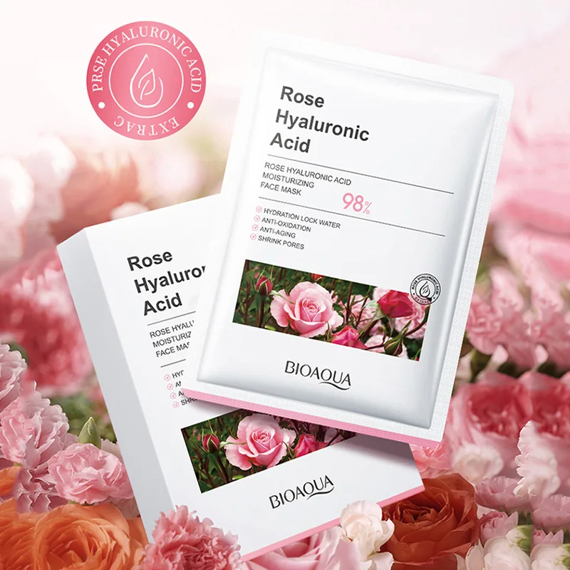 

10pcs BIOAQUA Rose Hydration Facial Mask Women Beauty Blackhead Remover Brightening Whitening Full Face Skin Care Sheet Mask
