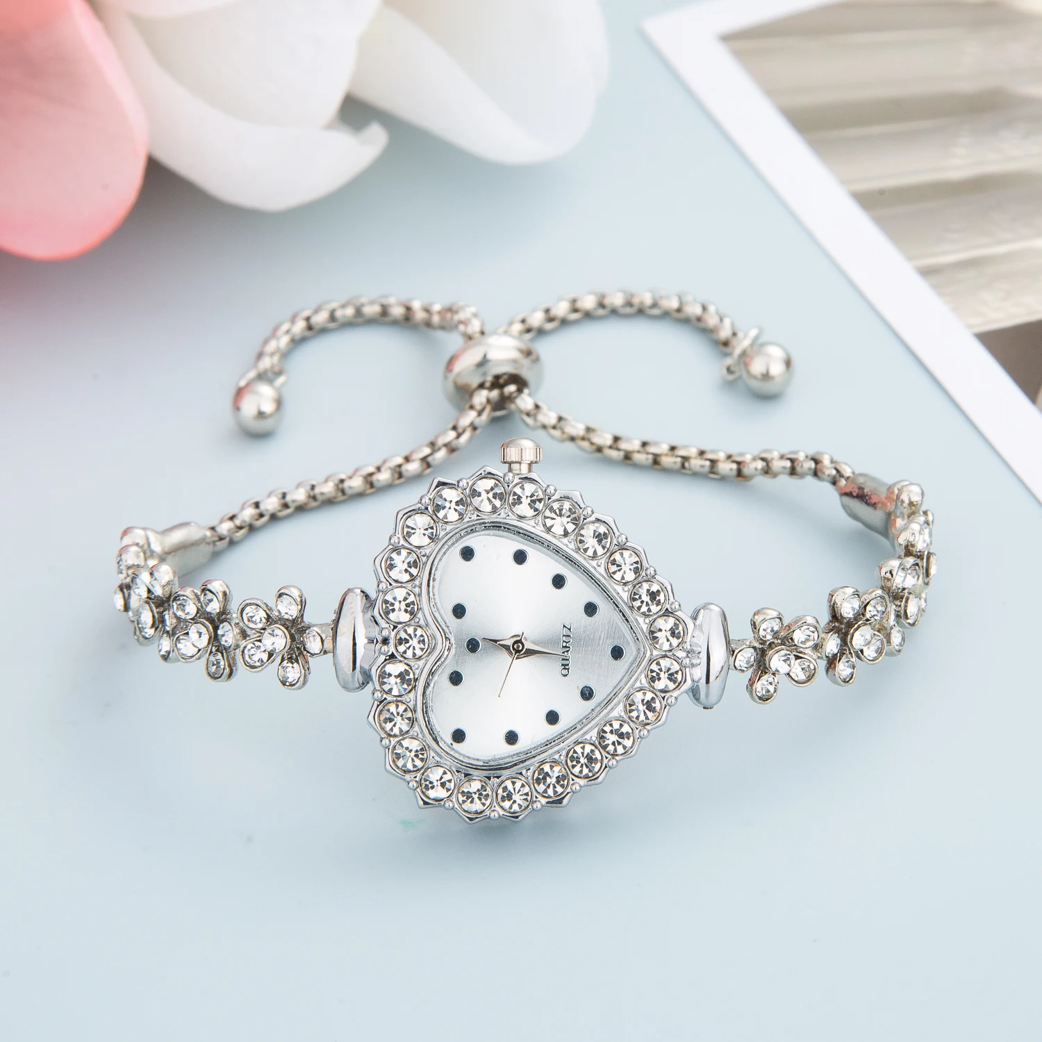 Brand Rose Gold Luxury Women Dress Watches Girls Quartz Watch Bracelet Watch Ladies Fashion Crystal Wristwatch Relogio Feminino