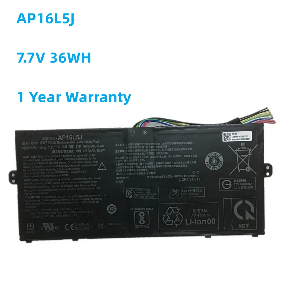 

New 7.7V 36Wh 4670mAh AP16L5J Laptop Battery For Acer Aspire Swift 5 SF514-52T Spin 1 SP111-32N 2ICP4/91/91