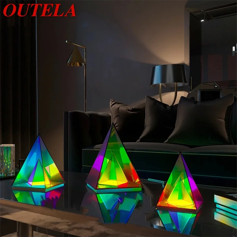 

OUTELA Contemporary Creative Table Lamp Pyramid Indoor Atmosphere Decorative LED Lighting For Home Bed Room
